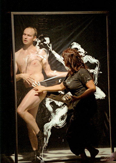 Juha Hietakangas and Cris af Enehielm performing in Ofelia in 1996