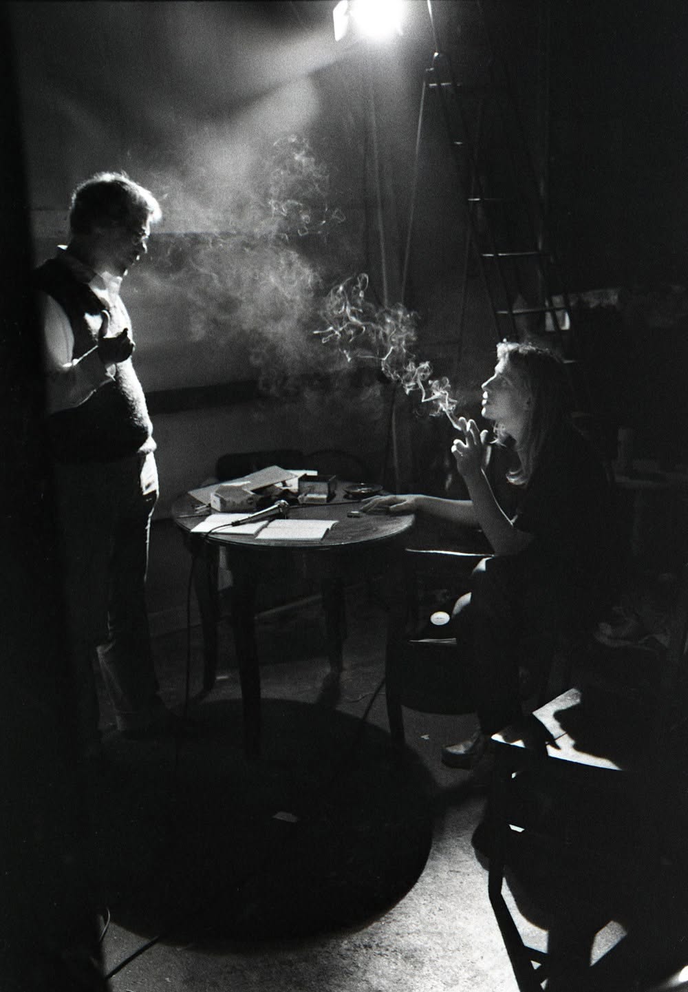 Markku Into and Ismo Laakso backstage during a Lauantairyhmä performance